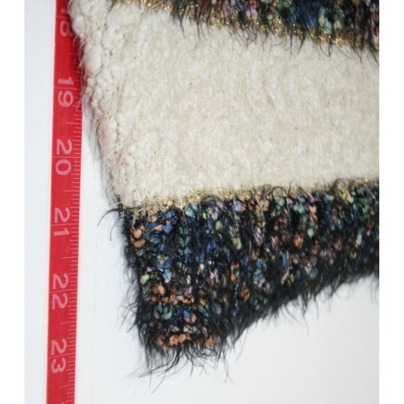 Anthropologie La Fée Verte Eyelash Knit Striped Sweater Metallic Womens S Cozy - Picture 6 of 7